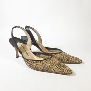 Manolo Blahnik Woven CAROLYNE Slingback Size 40.5